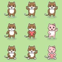 Vector illustration set of Cat cartoon. Bundle of cute Cat set. Set of animals. Cartoon and vector isolated characters. A collection of animals in the children's style.