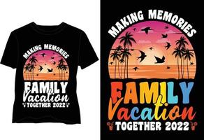 diseño de camiseta de puesta de sol de vacaciones familiares vector