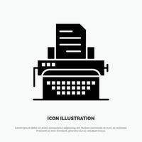 Typewriter Typing Document Publish solid Glyph Icon vector