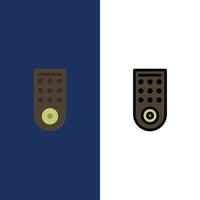 Control Remote TV  Icons Flat and Line Filled Icon Set Vector Blue Background