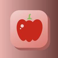pimentón vegetal icono de contorno de botón 3d. concepto de nutrición saludable. ilustración de vector de signo de símbolo plano aislado sobre fondo rosa