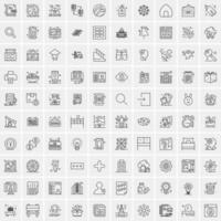 paquete de 100 iconos de líneas universales para móviles y web vector