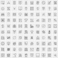 paquete de 100 iconos de líneas universales para móviles y web vector