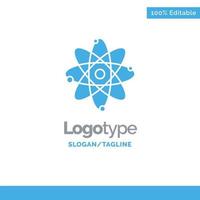 átomo educación nuclear azul sólido logotipo plantilla lugar para eslogan vector