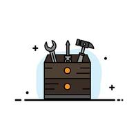 caja de herramientas carpintero herramientas negocio línea plana icono lleno vector banner plantilla