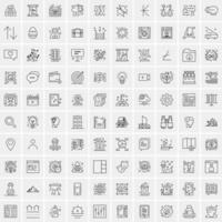 paquete de 100 iconos de líneas universales para móviles y web vector