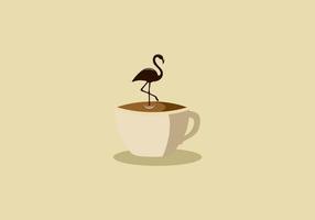 ilustración de un pájaro flamenco caminando sobre el café vector