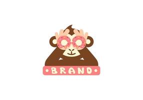 logotipo de donut monkey, adecuado para marcas de alimentos de donut. vector