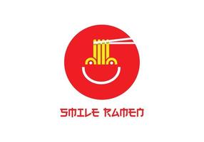 el logotipo de ramen es como una cara sonriente, adecuado para logotipos, restaurantes de fideos ramen, marcas de fideos, etc. vector