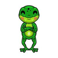 Cute little frog cartoon standing vector