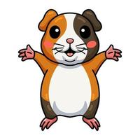 Cute little guinea pig cartoon raising hands vector