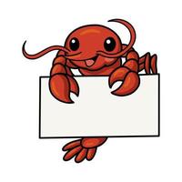 Cute little lobster cartoon with blank sign vector