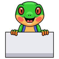 Cute little frog cartoon with blank sign vector