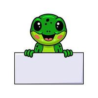 Cute little frog cartoon with blank sign vector