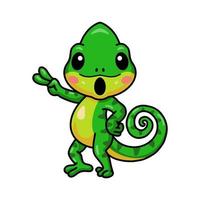 Cute little chameleon cartoon posing vector