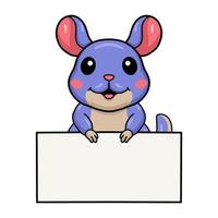 Cute little chinchilla cartoon con signo en blanco vector