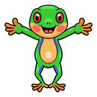 Cute little frog cartoon raising hands vector
