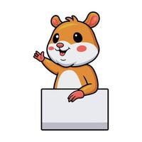 Cute little hamster cartoon with blank sign vector