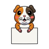 Cute little guinea pig cartoon with blank sign vector