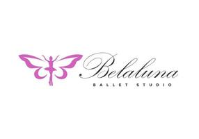 Ballet logo with butterfly wings. vector