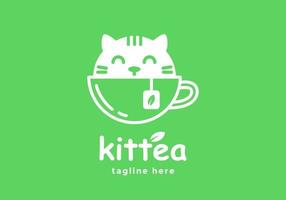 Little cat logo, suitable for tea shop, cafes, and others. vector