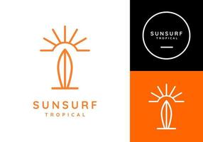 logotipo de sol, perfecto para tiendas de surf y más. vector