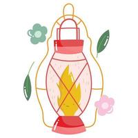 luz de lámpara de queroseno de camping en diseño de estilo de dibujos animados vector