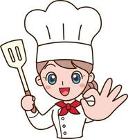 Cute Chef Doing OK Action vector