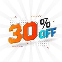 30 Percent off 3D Special promotional campaign design. 30 of 3D Discount Offer for Sale and marketing. vector