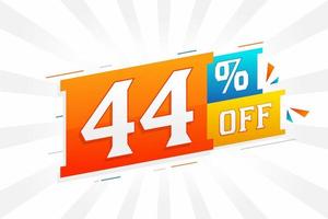 44 por ciento de descuento en el diseño de campañas promocionales especiales en 3d. 44 de oferta de descuento 3d para venta y marketing. vector