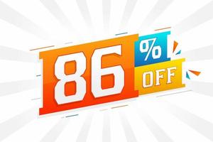 86 Percent off 3D Special promotional campaign design. 86 of 3D Discount Offer for Sale and marketing. vector