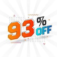 93 Percent off 3D Special promotional campaign design. 93 of 3D Discount Offer for Sale and marketing. vector