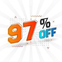 97 Percent off 3D Special promotional campaign design. 97 of 3D Discount Offer for Sale and marketing. vector