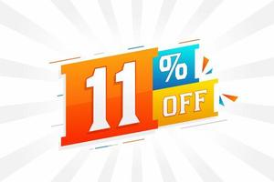 11 Percent off 3D Special promotional campaign design. 11 of 3D Discount Offer for Sale and marketing. vector