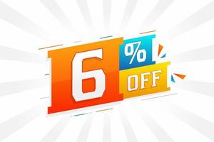 6 Percent off 3D Special promotional campaign design. 6 of 3D Discount Offer for Sale and marketing. vector