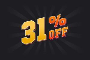 31 Percent off Special Discount Offer. 31 off Sale of advertising campaign vector graphics.
