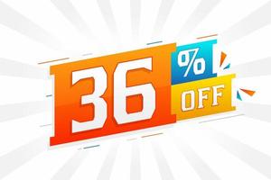 36 Percent off 3D Special promotional campaign design. 36 of 3D Discount Offer for Sale and marketing. vector