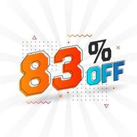 83 Percent off 3D Special promotional campaign design. 83 of 3D Discount Offer for Sale and marketing. vector