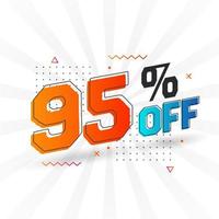 95 Percent off 3D Special promotional campaign design. 95 of 3D Discount Offer for Sale and marketing. vector