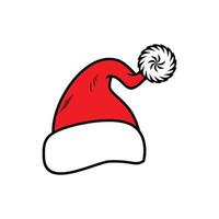Santa Claus hat and beard. Red Merry Christmas Card Illustration vector