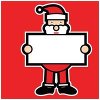 Vector illustration of cute Santa Claus mascot or character isolated on Red background. Flat style.