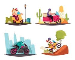 conjunto de dibujos animados de motocicleta vector