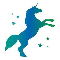 Unicorn silhouette, flat plain design with rainbow gradient colour. Magic creature vector