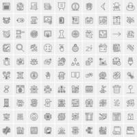 paquete de 100 iconos de líneas universales para móviles y web vector