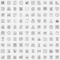 paquete de 100 iconos de líneas universales para móviles y web vector