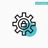 Gear Setting Lock Support turquoise highlight circle point Vector icon