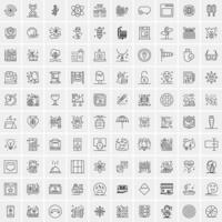 paquete de 100 iconos de líneas universales para móviles y web vector