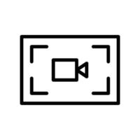 Screen recorder icon with camera in black outline style vector