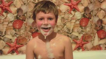 Boy does beard of soap in the bathroom video