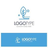 Artificial Biology Digital Leaf Life Blue outLine Logo with place for tagline vector